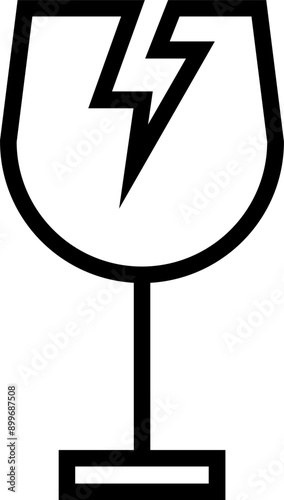 Broken wine glass line icon. fragile vector icon.