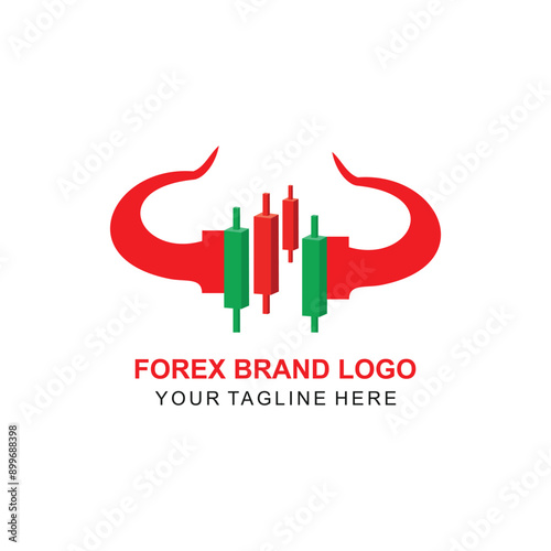 candles and bull, trading platform logo design template
forex trading logo design
