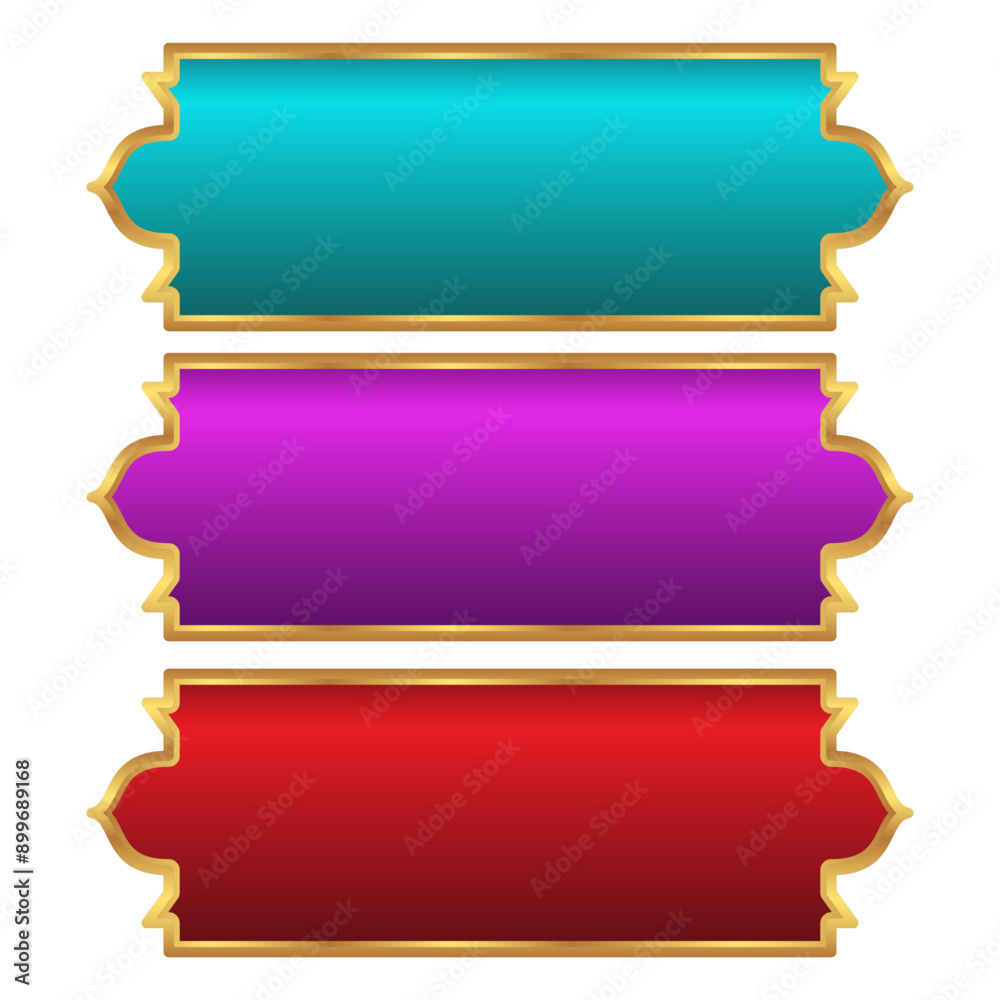 luxury golden arabic islamic text box title frame border set with ...