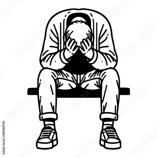 Sad Person Sitting With Head In Hands. © Dung