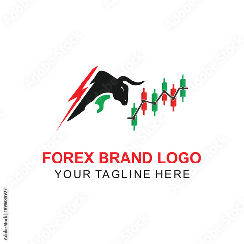 candles and bull, trading platform logo design template
forex trading logo design