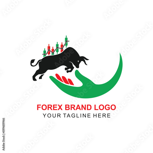 candles and bull, trading platform logo design template
forex trading logo design