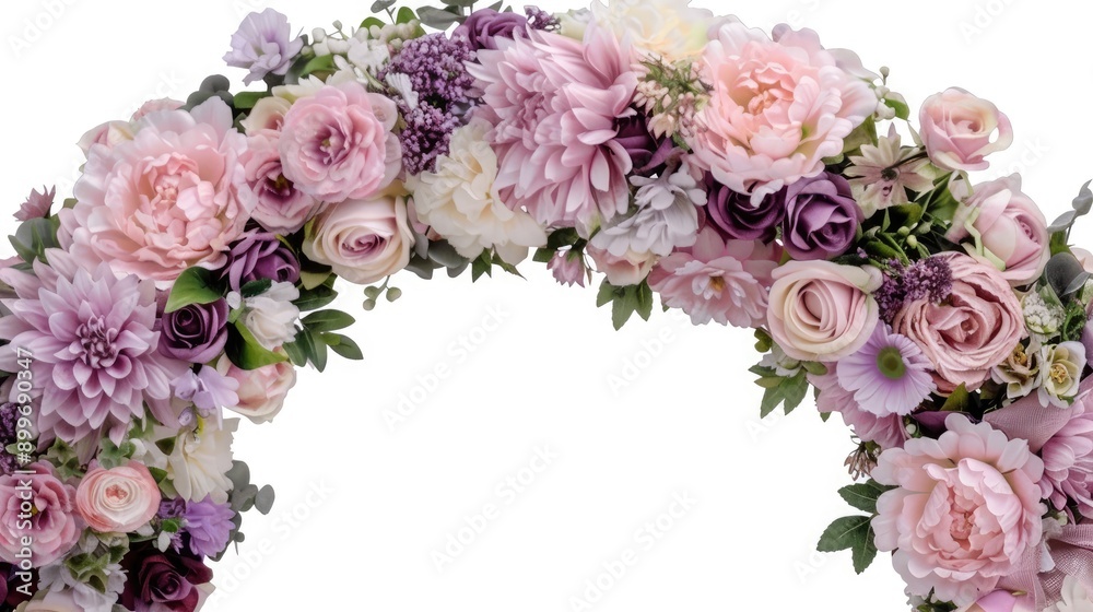 A stunning arrangement of pastel flowers creates an elegant arch, perfect for enhancing any spring event or wedding backdrop A stunning arrangement of pastel flowers creates an elegant arch, perfect for enhancing any spring event or wedding backdrop