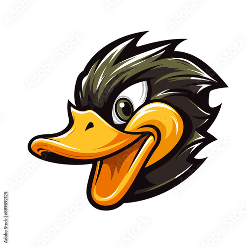 Duck vector mascot logo design with modern illustration concept style for badge, emblem and tshirt printing. Duck sticker. Duck illustration for sport and esport team logotype. Goose swan