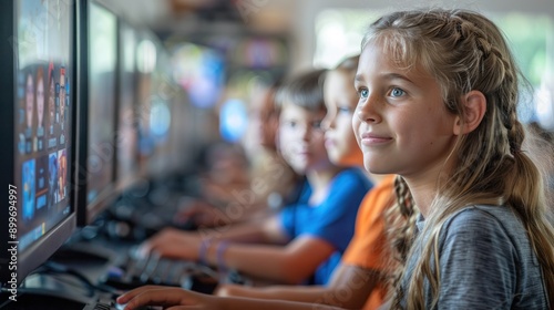 Wallpaper Mural A classroom where students are learning through interactive educational games, highlighting engagement and fun in learning Torontodigital.ca