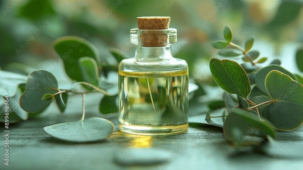 glass bottle eucalyptus leaves, eucalyptus oil, still life, skin care glass bottle eucalyptus leaves, eucalyptus oil, still life, skin care