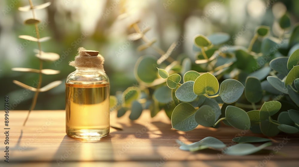 glass bottle eucalyptus leaves, eucalyptus oil, still life, skin care glass bottle eucalyptus leaves, eucalyptus oil, still life, skin care