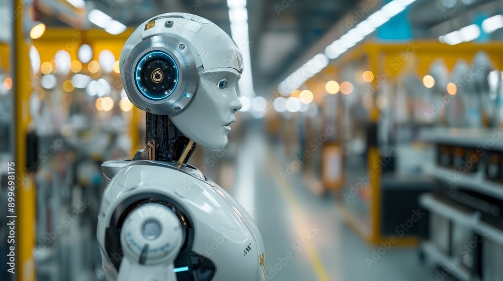 Humanoid robot, assisting workers Humanoid robot, assisting workers