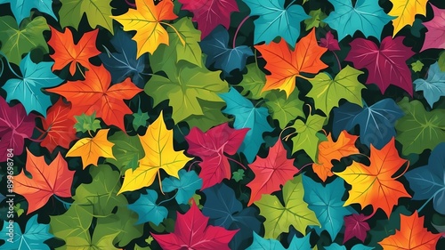 colorful ivy leaves abstract background art design © Arceli