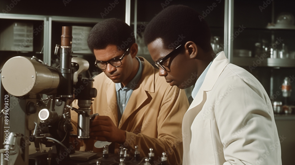 african american scientists working in a lab around heavy machinery