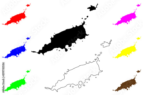 Fernando de Noronha island (Federative Republic of Brazil, South and Latin America) map vector illustration, scribble sketch Ilha Rata map