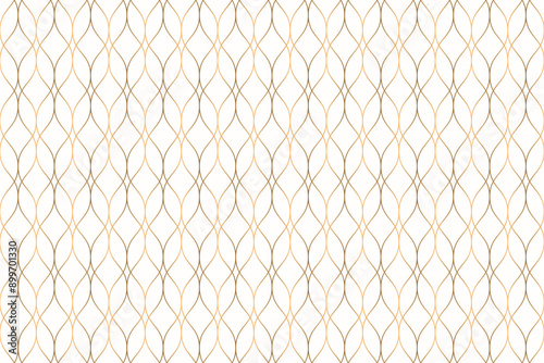 Luxury ornamental seamless ogee pattern with golden wavy line. Oriental geometric repeat background vector.