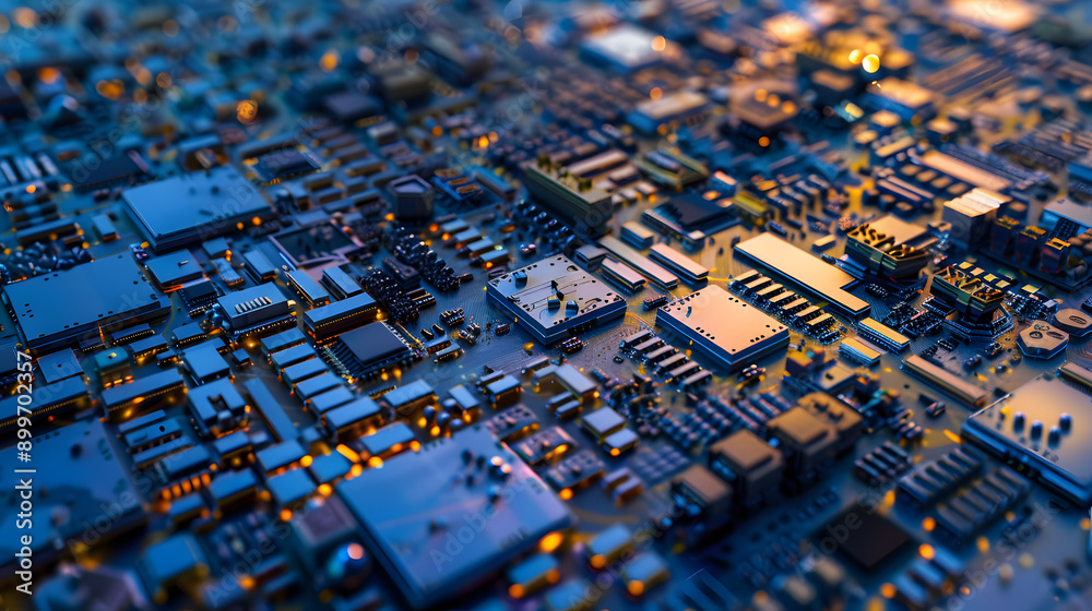 Abstract macro shot of a circuit board with glowing lights. Abstract macro shot of a circuit board with glowing lights.