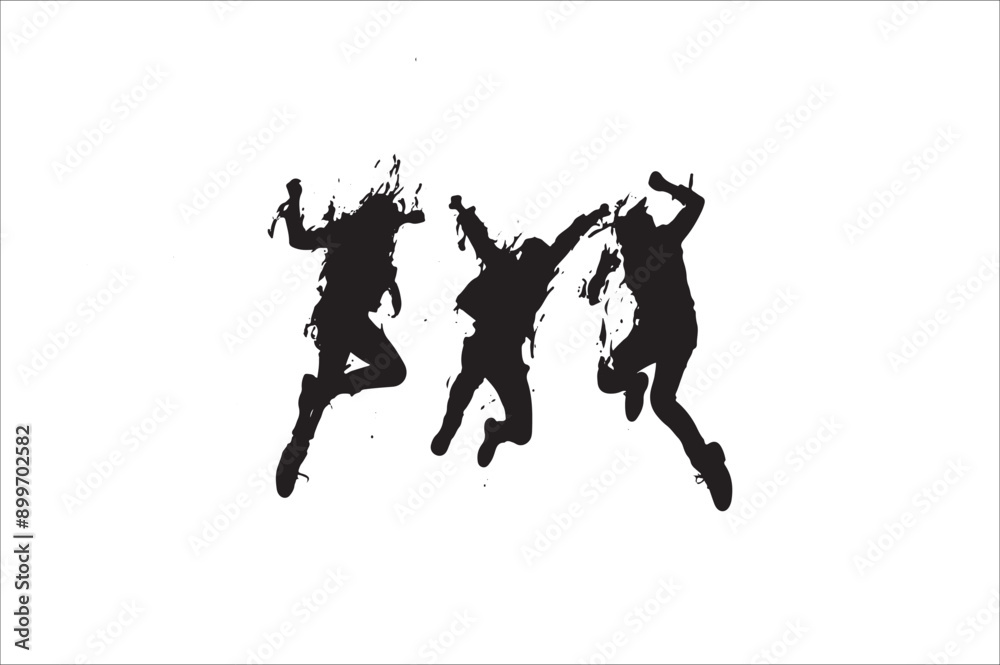 A Group of Girls jumping Silhouettes people. Silhouettes of jumping people A Group of Girls jumping Silhouettes people. Silhouettes of jumping people