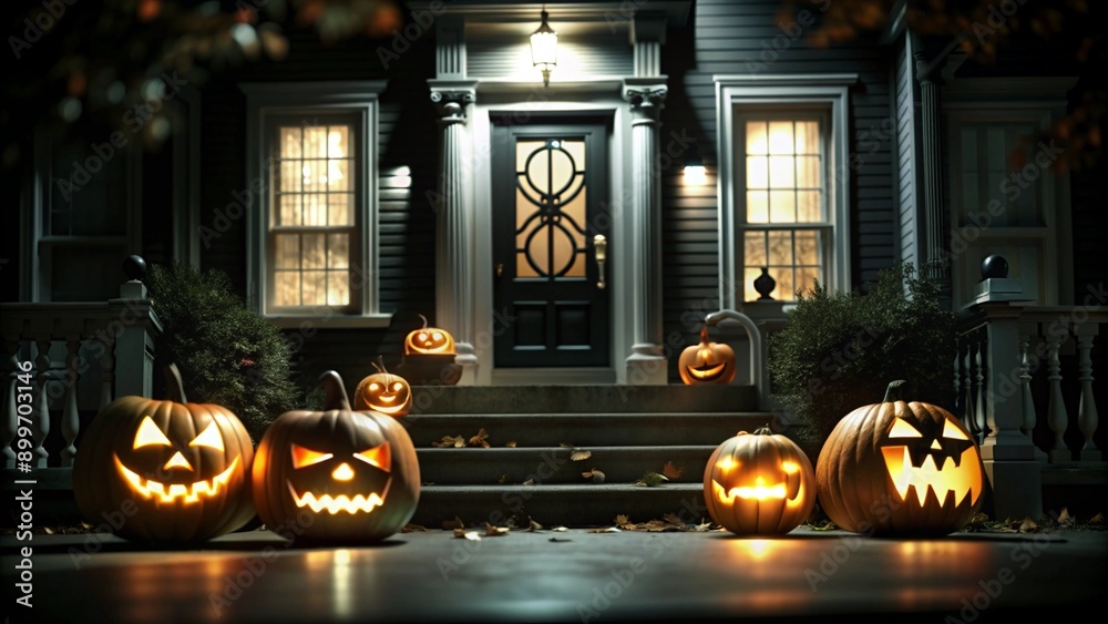 Obraz premium halloween pumpkin on the window