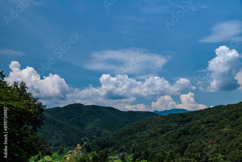 夏の青空と白い雲