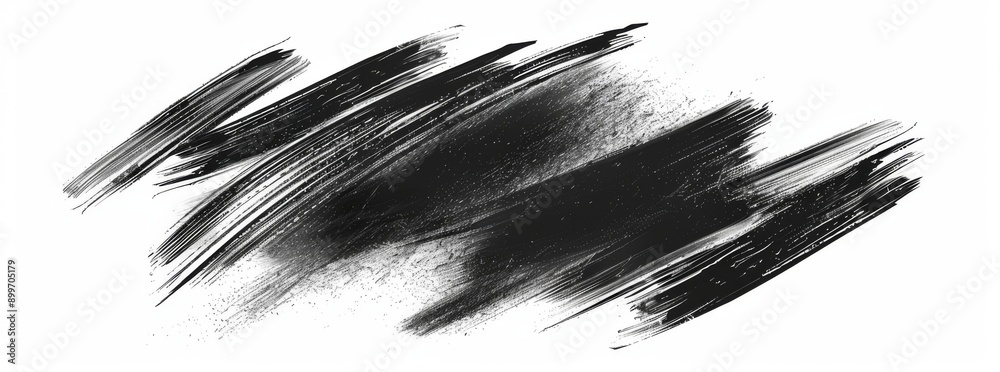 Stylish black brush strokes isolated on a white background. This collection includes trendy brush strokes for black ink paint, grunge backdrop, dirt banner, watercolor design, and dirty texture.