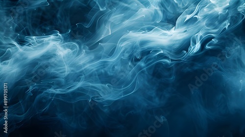  Dynamic blue smoke swirls against a deep background, conveying a sense of mystery and fluidity