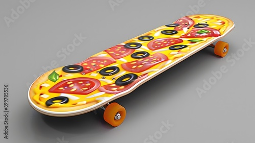 Pizza Skate for graphic t shirt and other graphic 3D randering.  photo