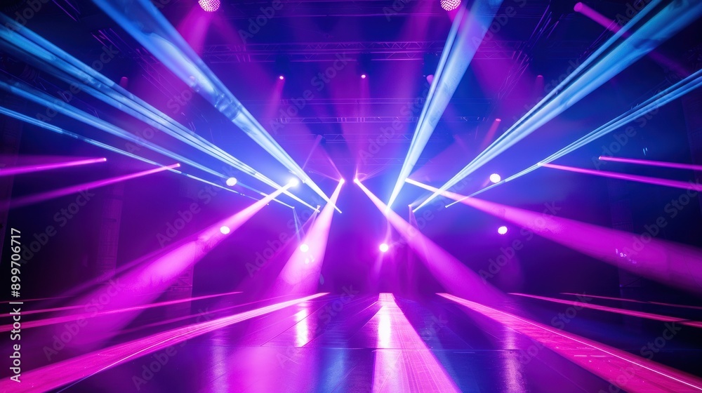 Obraz premium Concert Stage with Purple and Blue Laser Lights