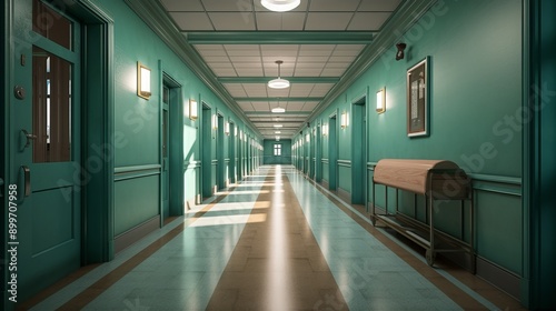 Hospital Tranquility: Defocused Blurred Background in a Corridor
