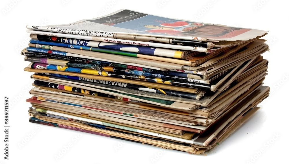 Piles of Old Magazines on White Background Piles of Old Magazines on White Background