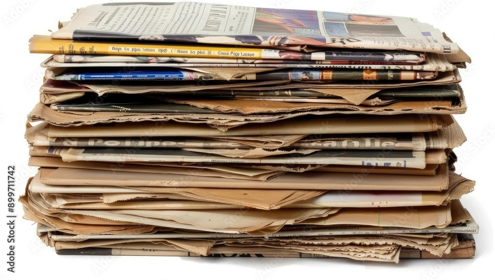 Piles of Old Magazines on White Background Piles of Old Magazines on White Background
