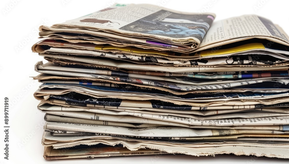 Piles of Old Magazines on White Background Piles of Old Magazines on White Background