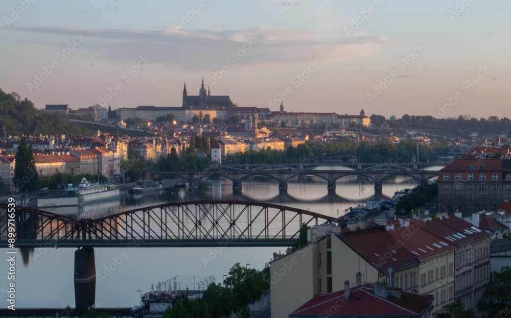Fototapeta premium city castle and charles bridge