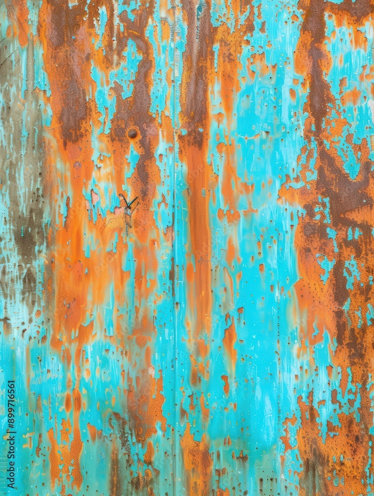 Rusty Wall Featuring Vibrant Blue and Brown Colors in Urban Setting Rusty Wall Featuring Vibrant Blue and Brown Colors in Urban Setting