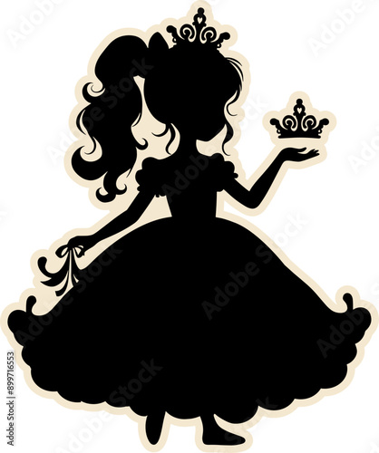 princess with crown silhouette cake topper 