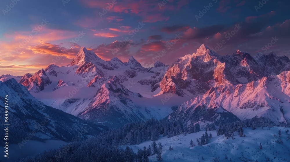 Majestic Mountain Range at Sunset