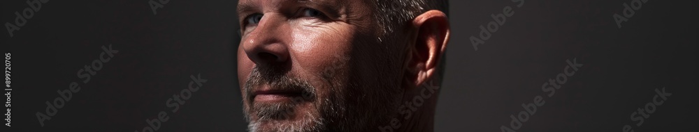 Man With Beard Posing Under Dramatic Lighting in a Minimalist Setting Man With Beard Posing Under Dramatic Lighting in a Minimalist Setting