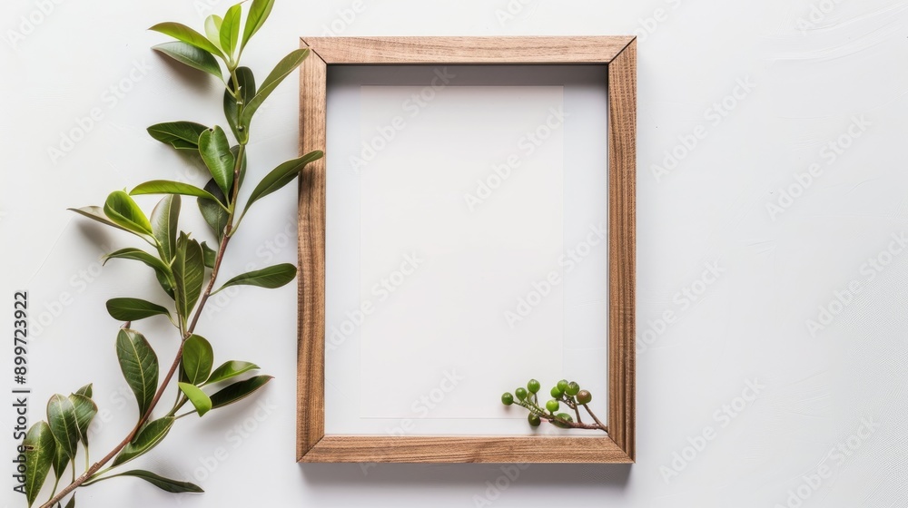 Wooden picture frame against white backdrop Wooden picture frame against white backdrop