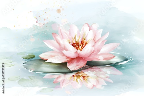 Water Lily Reflection in Watercolor
