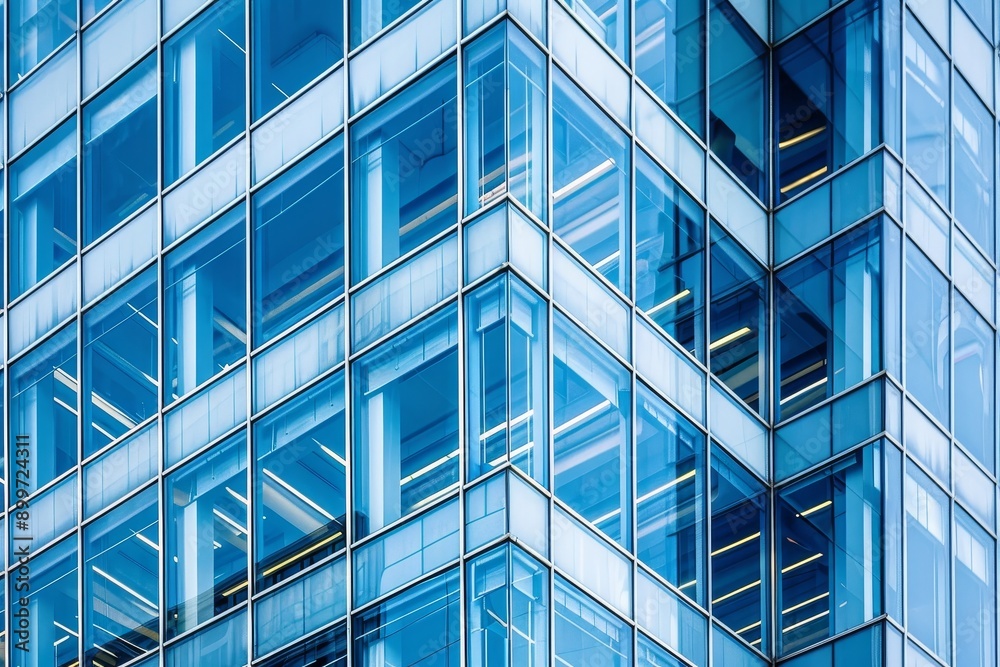Close-up of office building facade with glass windows, representing modernity and professionalism Close-up of office building facade with glass windows, representing modernity and professionalism