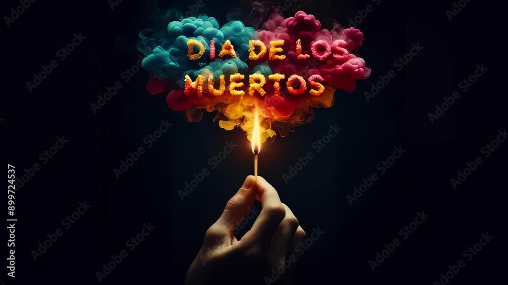 Dia De Los Muertos -  A Celebration of Life, Greeting Text Isolated On Black Background With Copy Space Area.