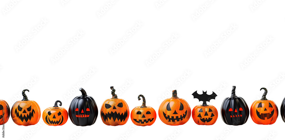 Funny different set of Jack O Lantern halloween pumpkins isolated on white background Funny different set of Jack O Lantern halloween pumpkins isolated on white background