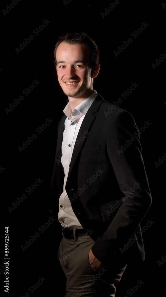 Fototapeta premium Minimalistic Portrait of Smiling Male Executive in Professional Attire