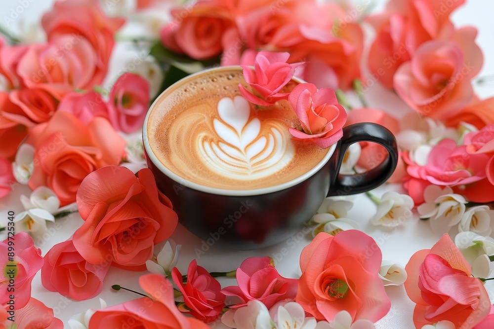Variety of coffee drinks with latte art in a cozy café emphasizing creativity and warmth Variety of coffee drinks with latte art in a cozy café emphasizing creativity and warmth