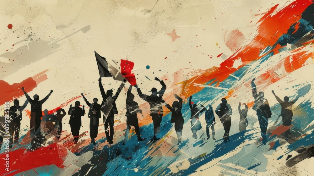 Fototapeta premium Contemporary Art Collage of France Soccer Fans