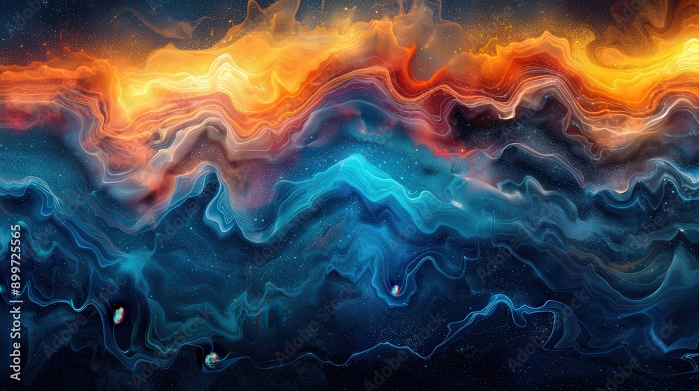 Abstract Space Art with Blue and Orange Hues Abstract Space Art with Blue and Orange Hues