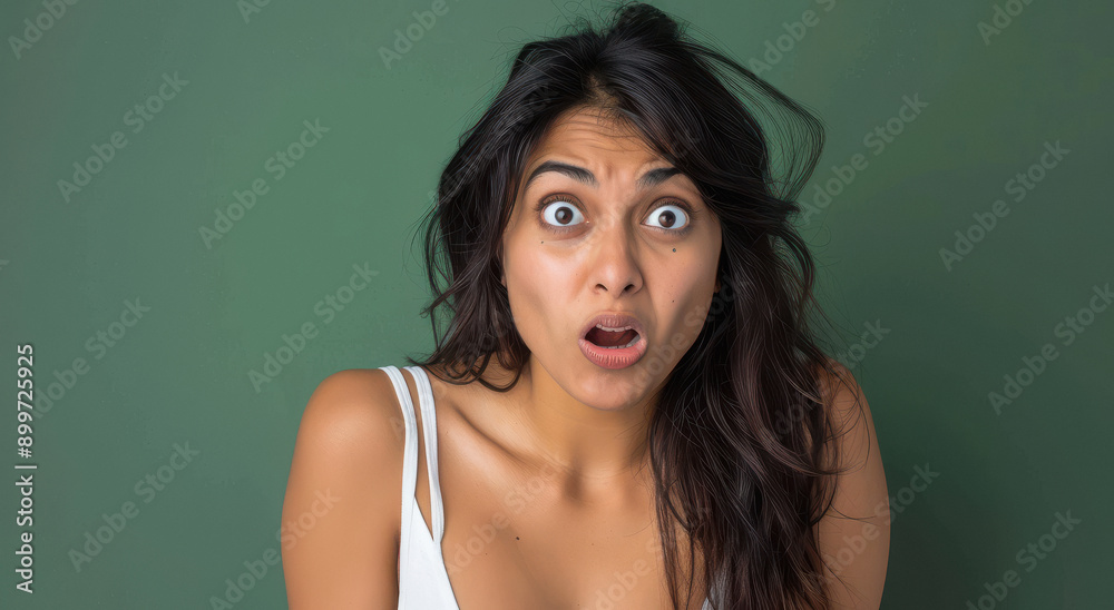 Young woman giving shocking expression Young woman giving shocking expression