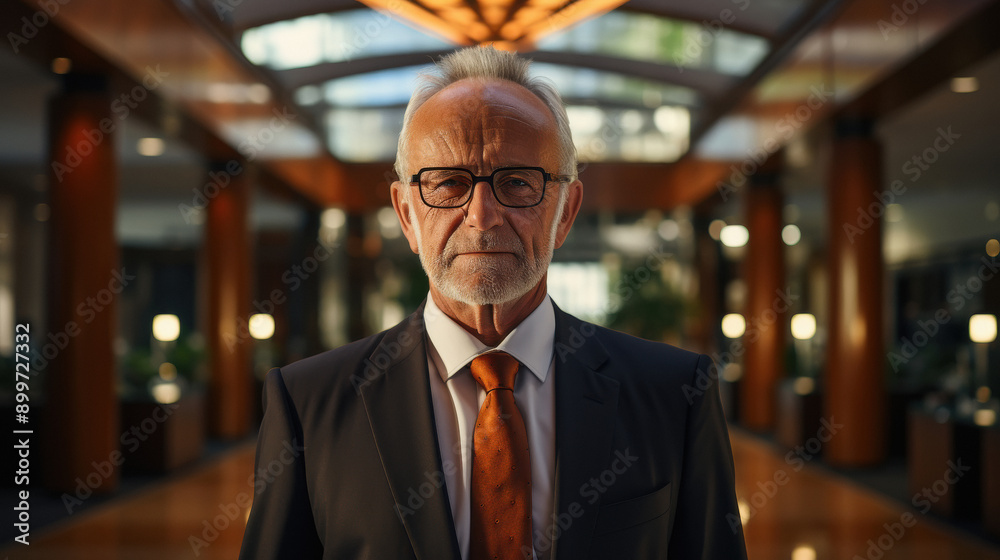 older business man boss in office building