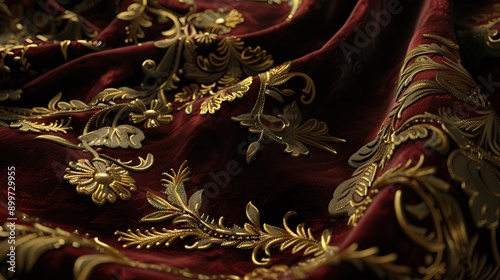 Beautiful floral pattern of traditional zardozi embroidery. AI generated illustration photo