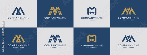 Collection of luxurious letter M logo vector ideas. Premium design based icon template.