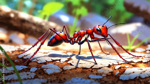 ant on ground background anime cartoon illustration