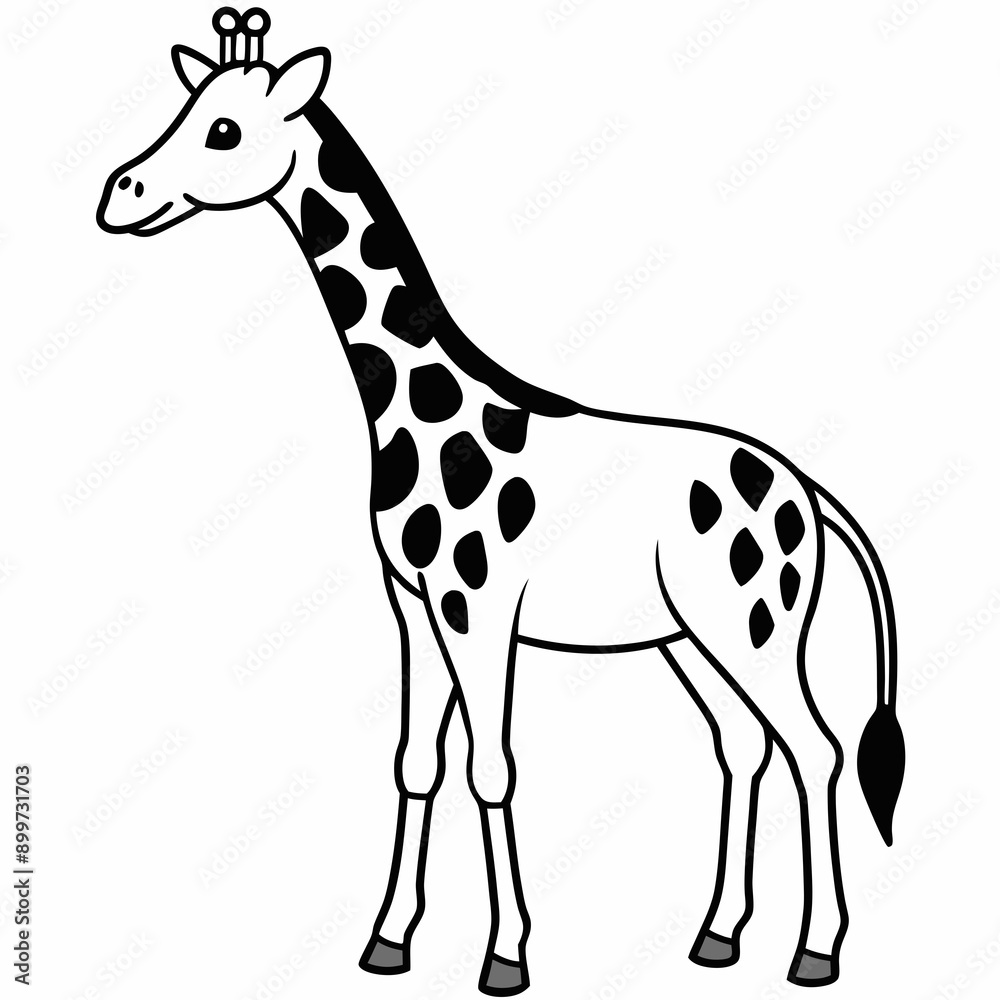 Naklejka premium Giraffe head Silhouette Vector Illustration 