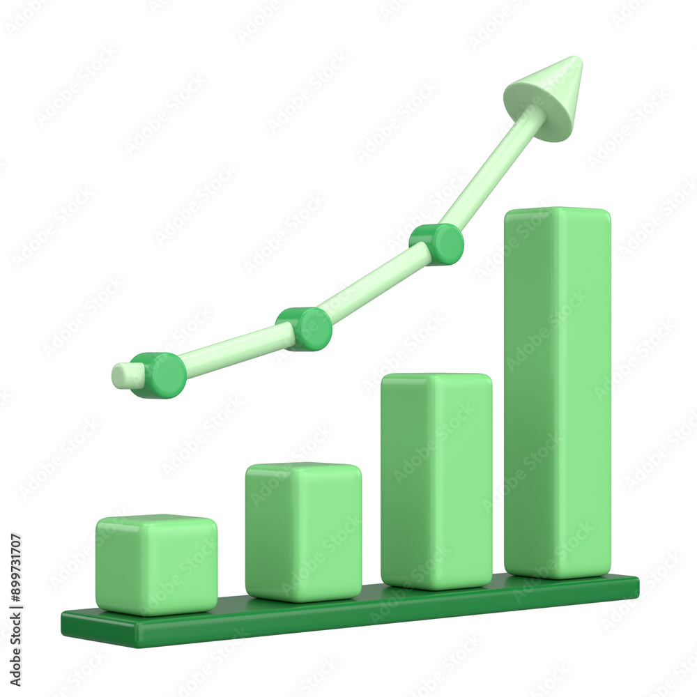 3D Illustration of a Growth Chart. 3D Illustration of a Growth Chart.