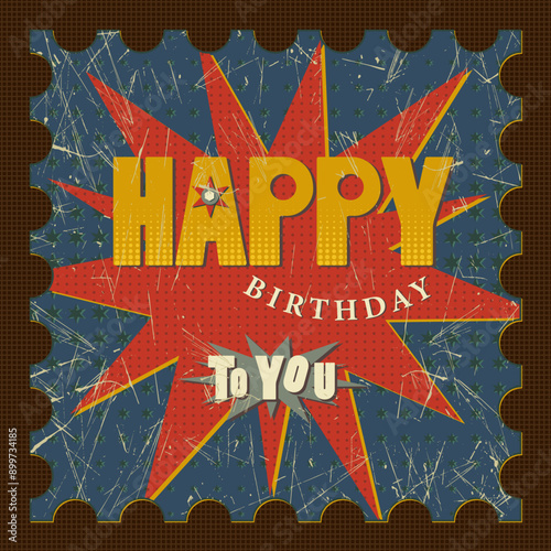 Happy Birthday seal retro. Vector art.